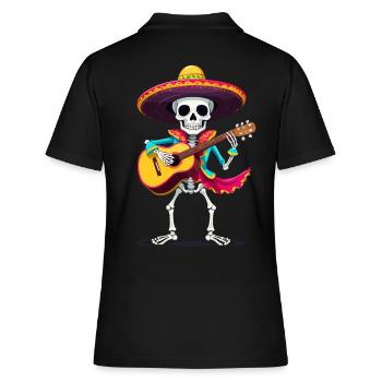 Mexicain Mariachi Squelette Guitariste Fiesta - Polo Femme - noir - Dos - Ailine (174cm)