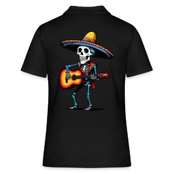 Guitariste squelette mariachi mexicain - Polo Femme - noir - Dos - Ailine (174cm)
