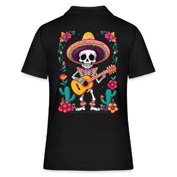 Mexicain Mariachi Squelette Guitariste Fiesta - Polo Femme - noir - Dos - Ailine (174cm)