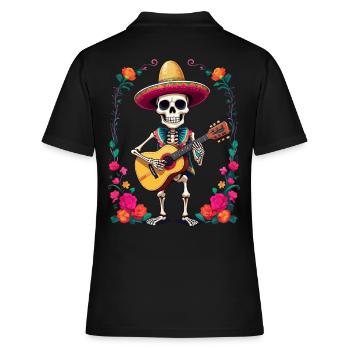 Guitariste squelette mariachi mexicain - Polo Femme - noir - Dos - Ailine (174cm)