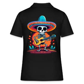 Guitariste squelette mariachi mexicain - Polo Femme - noir - Dos - Ailine (174cm)