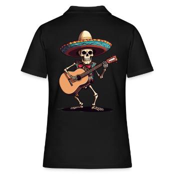 Guitariste squelette mariachi mexicain - Polo Femme - noir - Dos - Ailine (174cm)