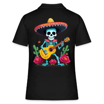 Mexicain Mariachi Squelette Guitariste Fiesta - Polo Femme - noir - Dos - Ailine (174cm)