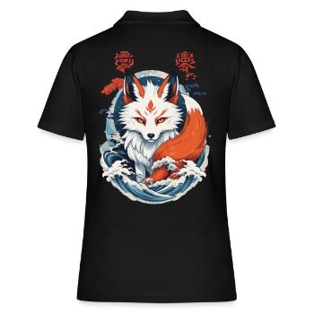 Masque Kitsune Japonais Anime Kawaii Renard Fantôme - Polo Femme - noir - Dos - Ailine (174cm)