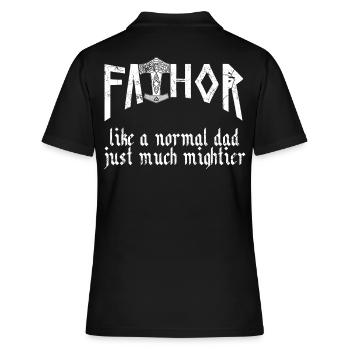 Nordique Papa Vathor Viking Dicton Design - Polo Femme - noir - Dos - Ailine (174cm)
