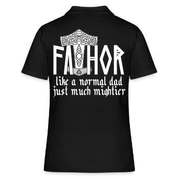 Nordique Papa Vathor Viking Dicton Design - Polo Femme - noir - Dos - Ailine (174cm)