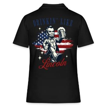 Drinkin' Like Lincoln Retro Vintage Design - Women's Polo Shirt - black - Back - Ailine (174cm)