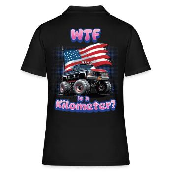 WTF Is Kilometer Lustiger Metrischer Witz - Frauen Polo Shirt - Schwarz - Hinten - Ailine (174cm)