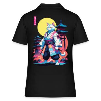 Conception esthétique Samurai Cat Vaporwave - Polo Femme - noir - Dos - Ailine (174cm)