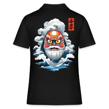 Japanischer Daruma Ästhetik Vintage Yokai - Frauen Polo Shirt - Schwarz - Hinten - Ailine (174cm)