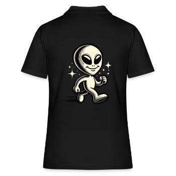 Retro Vintage Alien Halloween Costume Decoration - Women's Polo Shirt - black - Back - Ailine (174cm)