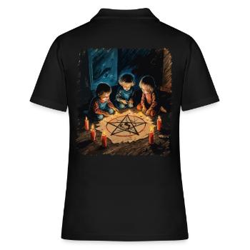 Retro Vintage Design Okkulte Beschwörung Rituale - Frauen Polo Shirt - Schwarz - Hinten - Ailine (174cm)