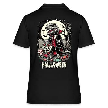 Lustiger T-Rex Vampir Liebt Suessigkeiten - Frauen Polo Shirt - Schwarz - Hinten - Ailine (174cm)