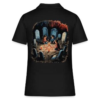 Okkulte Beschwörung Rituale Retro Vintage Design - Frauen Polo Shirt - Schwarz - Hinten - Ailine (174cm)