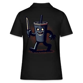 Unheimlicher Psycho Trinkbecher Getränke - Frauen Polo Shirt - Schwarz - Hinten - Ailine (174cm)