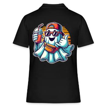 Boo-Jee Gespenst Lustiger Modischer Geist - Frauen Polo Shirt - Schwarz - Hinten - Ailine (174cm)
