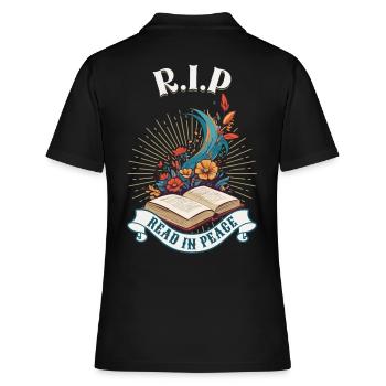 Drôle d’amateur de livres Design Lire en paix - Polo Femme - noir - Dos - Ailine (174cm)