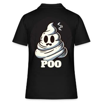 Lustiges Kackhaufen Gespenst Poo Anstatt Boo - Frauen Polo Shirt - Schwarz - Hinten - Ailine (174cm)