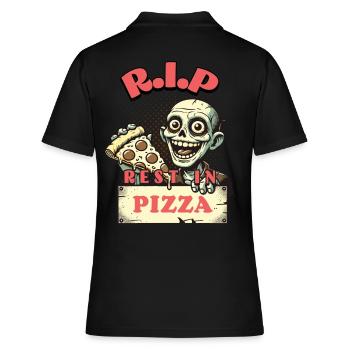 Rest In Pizza Lustiger Pizzaliebhaber Spruch - Frauen Polo Shirt - Schwarz - Hinten - Ailine (174cm)