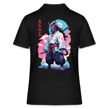 Samouraï Oni Yokai Esthétique Style Vaporwave - Polo Femme - noir - Dos - Ailine (174cm)