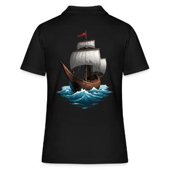 Historisches Segelschiff Abenteuer Romantik - Frauen Polo Shirt - Schwarz - Hinten - Ailine (174cm)