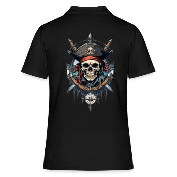 Drapeaux de pirate crâne Jolly Roger costume de pirate - Polo Femme - noir - Dos - Ailine (174cm)