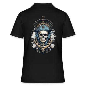 Drapeaux de pirate crâne Jolly Roger costume de pirate - Polo Femme - noir - Dos - Ailine (174cm)