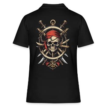 Drapeaux de pirate crâne Jolly Roger costume de pirate - Polo Femme - noir - Dos - Ailine (174cm)