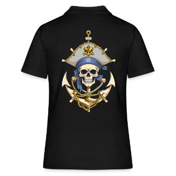 Drôle de Pirate Tenue Jolly Roger Design - Polo Femme - noir - Dos - Ailine (174cm)
