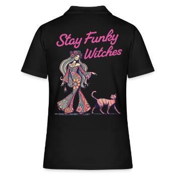 Lustiger Hexen Spruch Katzenliebhaber Hexe - Frauen Polo Shirt - Schwarz - Hinten - Ailine (174cm)