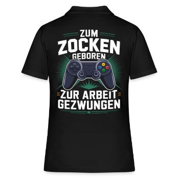 Gamer Gaming Zocken Zocker - Frauen Polo Shirt - Schwarz - Hinten - Ailine (174cm)