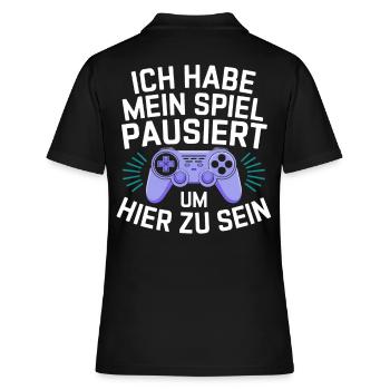 Gamer Gaming Zocken Zocker - Frauen Polo Shirt - Schwarz - Hinten - Ailine (174cm)