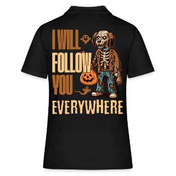 Halloween Gruseliger Hund Begleiter - Frauen Polo Shirt - Schwarz - Hinten - Ailine (174cm)