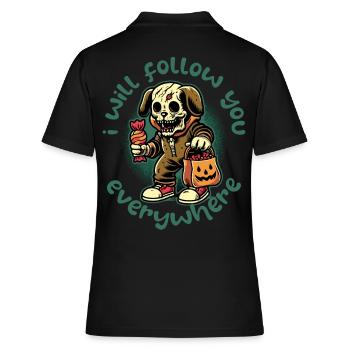 Creepy Halloween Skeleton Dog Stalker - Women's Polo Shirt - black - Back - Ailine (174cm)
