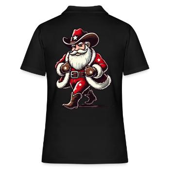 Cowboy Père Noël Aventureux Festif - Polo Femme - noir - Dos - Ailine (174cm)