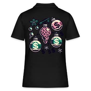 Weihnachtlicher Geldregen Dekor - Frauen Polo Shirt - Schwarz - Hinten - Ailine (174cm)