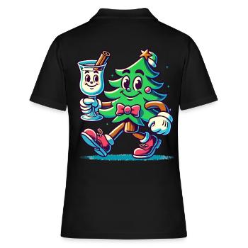 Fröhlicher Weihnachtsbaum Retro Stil - Frauen Polo Shirt - Schwarz - Hinten - Ailine (174cm)