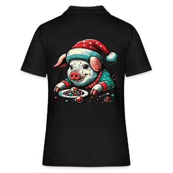 Cochon de Noël gourmand - Polo Femme - noir - Dos - Ailine (174cm)