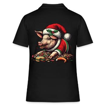 Cochon gourmand de Noël - Polo Femme - noir - Dos - Ailine (174cm)