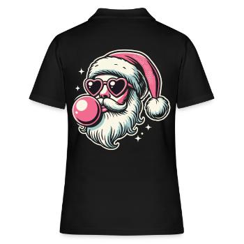Sigma Santa Mit Herzbrille Und Kaugummi - Frauen Polo Shirt - Schwarz - Hinten - Ailine (174cm)