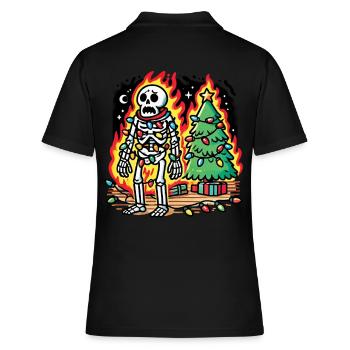 Christmas skeleton with fairy lights - Women's Polo Shirt - black - Back - Ailine (174cm)
