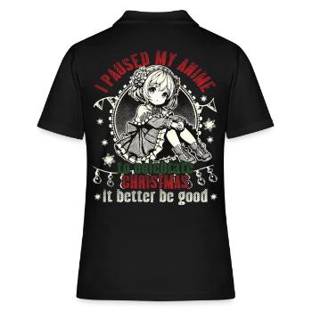 Anime et Noël liés avec humour - Polo Femme - noir - Dos - Ailine (174cm)