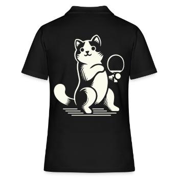 chat mignon jouant au tennis de table avec enthousiasme - Polo Femme - noir - Dos - Ailine (174cm)