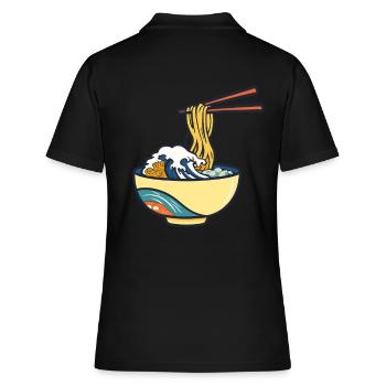 Japanisches Ramen Ukiyo-E Retro Ästhetik - Frauen Polo Shirt - Schwarz - Hinten - Ailine (174cm)