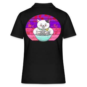 Chinesische Katze Chinesische Nudeln - Frauen Polo Shirt - Schwarz - Hinten - Ailine (174cm)