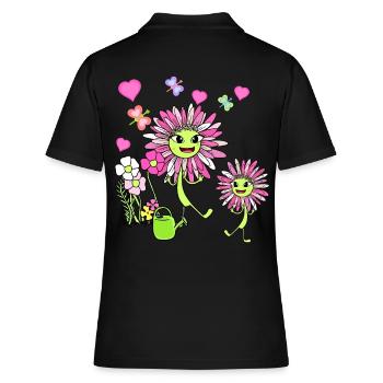 Printemps Été Fleurs Fleur Enfants Enfant Jardin - Polo Femme - noir - Dos - Ailine (174cm)