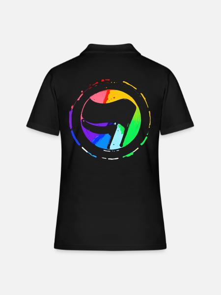 Drapeau antifa arc-en-ciel - Polo Femme - noir
