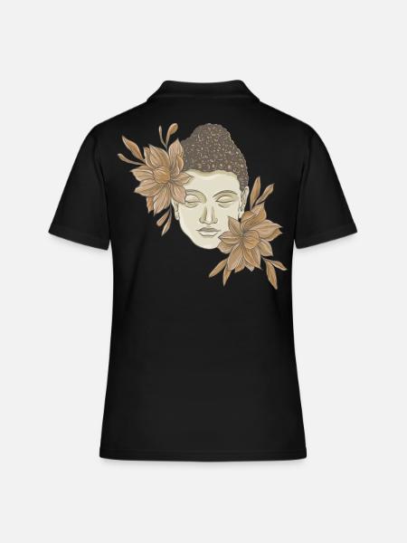 Buddha with flowers - Women's Polo Shirt - black