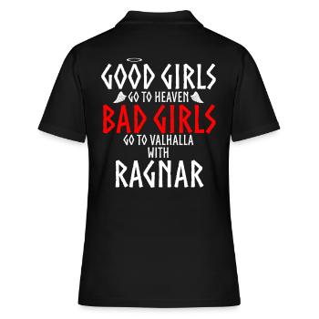 Valhalla Wikinger - Frauen Polo Shirt - Schwarz - Hinten - Ailine (174cm)