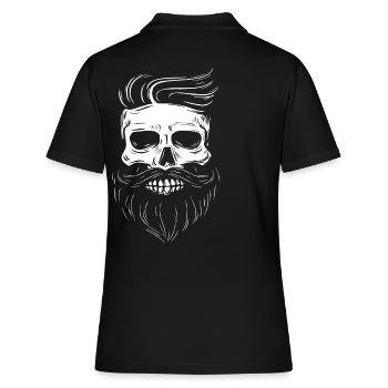 Crâne de hipster avec des cheveux hipster et moustache - Polo Femme - noir - Dos - Ailine (174cm)